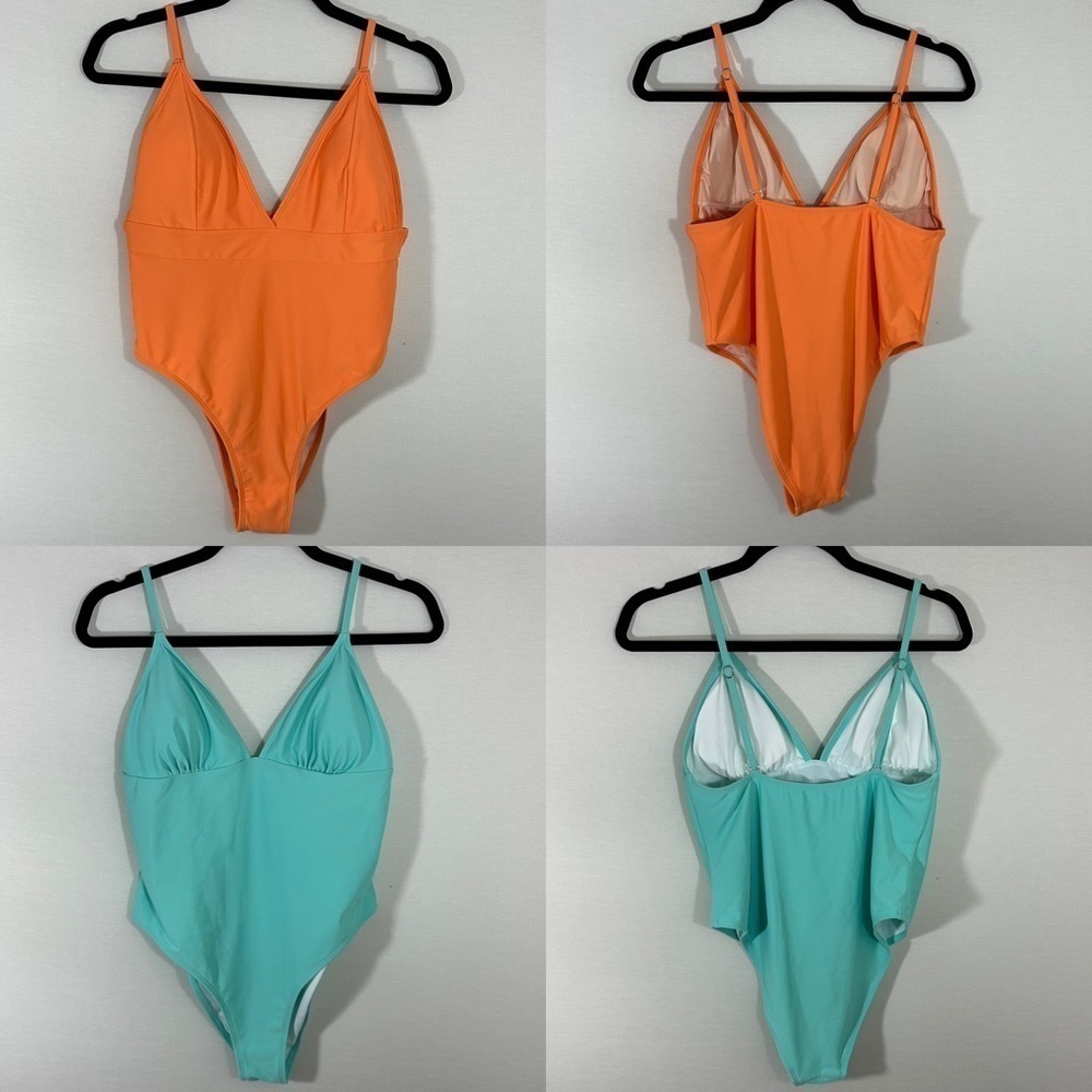 Bundle 2 One Piece Bathing Suits Swim Suits Cheeky High Cut Bottom Size Small